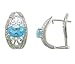 14k White Gold Four-Prong 7X5mm Oval Blue Topaz w/ Diamond Accent (I-I1 0.08ctw) Omega Back Earrings