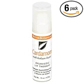 Better Botanicals Ayurvedic Lip Therapy, with Kokum Butter, Cardamom, .15 oz Bottles, (Pack of 6)