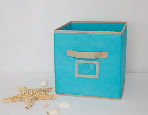 Set of 4 Decorative Storage Baskets in Caribbean Blue. Perfect fit for any cubed shelving unit these 4 Foldable Drawers will keep your home organized and looking beautiful! Sturdy and Light weight with 2 convenient handles this drawer offers an attractive solution for all of your storage needs.
