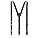 GE MARK Leather Suspenders - for Men and Women - Best for Gift and Wedding (Black)
