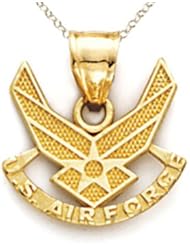 14kt Yellow Gold US Air Force Wings Pendant - Chain Included