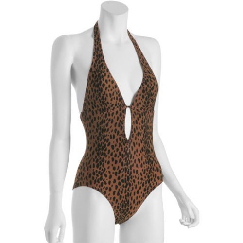 Buy DKNY tan print keyhole halter swimsuit