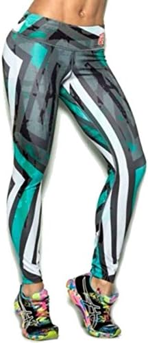 Green and White Leggings Womens Yoga Pants Compression Tights