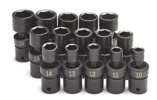 SK Hand Tools 34350 15-Piece 1/2-Inch Drive 6 Point Swivel Metric Impact Socket Set