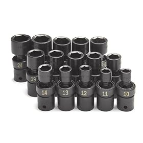 SK Hand Tools 34350 15-Piece 1 2-Inch Drive 6 Point Swivel Metric Impact Socket Set by SK Hand Tools