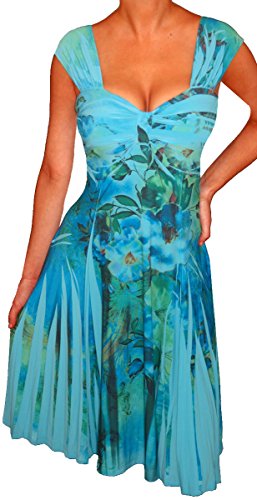 FUNFASH PLUS SIZE NEW BLUE SLIMMING EMPIRE WAIST COCKTAIL DRESS PLUS SIZE DRESS