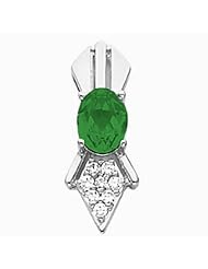 14K White Gold Oval Cut Chatham Created Emerald and Diamond Pendant -- LIFETIME WARRANTY