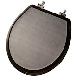 Mayfair 30BN-047 Designer Wood Round Toilet Seat, Black with Stainless Steel Inlay