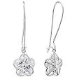 CZ Flower Sterling Silver Hoop Earrings