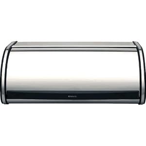 Bread Box Roll Top Stainless w  Black Trim Full-Size Bin - Brabantia #132841 by 