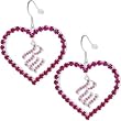 Rocawear Pink Austrian Crystal Rw Hollow Heart Silver Earrings