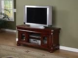 Louis Philippe 54 Entertainment Console - Lightly Distressed Brown Cherry with Walnut Burl Accents (Brown Cherry/Walnut) (26H x 20W x 54D)