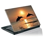 13'3 inch Taylorhe laptop skin protective decal Swimming Dolphins in Sunset