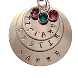 Triple Name Circle Necklace with Birthstones - Hand Stamped Personalized Jewelry - Silver Necklace - Custom Jewelry - Great for Mothers Day - Mom or Grandma