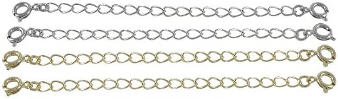 Set of 4 Necklace Bracelet Chain Extenders Gold Tone &amp; Silver Tone - 3 inch Length