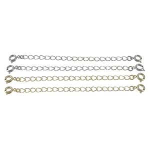 Set of 4 Necklace Bracelet Chain Extenders Gold Tone & Silver Tone - 3 inch Length