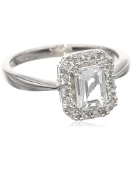Sterling Silver, Aquamarine, and Created White Sapphire Ring, Size 7