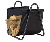 Outdoor Living : UniFlame Black Log Holder W/ Heavy Canvas Carrier