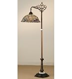60H Tiffany Fishscale Bridge Arm Floor Lamp