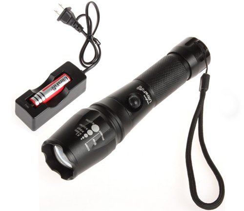 TigerViVi(TM) Zoomable 1600 lumens CREE XML T6 LED Flashlight Torch+ 18650 Rechargeable Battery + Charger