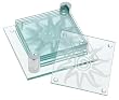 Global Decor Sun Pattern Glass Coasters and Stand, Set of 6