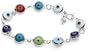 Children's Sterling Silver and Multi-color Evil Eye Bracelet, 5"