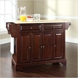 Crosley Furniture LaFayette Natural Wood Top Mahogany Kitchen Island