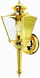 Designers Edge L-2552PB 15-1/2-Inch Dual Eye Motion-Activated Outdoor One-Light Upward Wall Sconce, Polished Brass with Beveled Glass