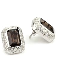 Rebecca "Manhattan" White Snakeskin Pattern Smoky Quartz Earrings