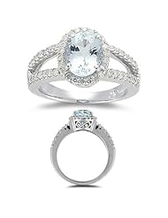 Aquamarine Ring - 0.50 Ct Diamond & Aquamarine Ring in 14K Gold
