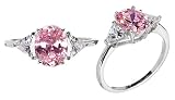 Zahara's Three Stone Oval Pink CZ Ring