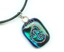 REIKI Dichroic Pendant Necklace - Dai Ko Myo - Fused Glass Dichroic Pendant - Sparkling Greens for Fall Fashions