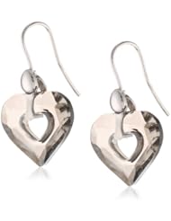 Sterling Silver Italian Rhodium Plated Smokey Swarovski Crystal Heart Dangle Earrings