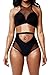 Pink Queen Women's Back Zip Mesh Spicy High-Waist Racer Bikini Swimwear S Black