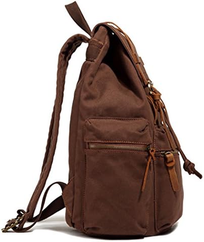 Brilliant Shop Teenager Girls Boys Casual Daypack Canvas Leather Travel Hiking Backpacks Campus School College Bookbag Shoulder Bag Tablet Backpack --coffee