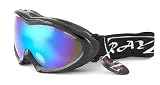 2010 Rayzor Professional UV400 Double Lensed Ski / SnowBoard Goggles, With a Black Frame and an Anti Fog Coated, Blue Iridium Mirrored Anti-Glare Wide Vision Clarity Lens.