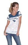 NFL Women's Tennessee Titans the Coop Football Top In Burnout Team Colors (White/Navy, Large)