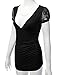 Doublju Women's Laced Short Sleeve Surplice Wrap T Shirts