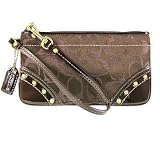 Coach Gallery Signature Studded Large Wristlet Case Bag 40931 Black