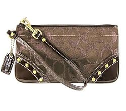 Coach Gallery Signature Studded Large Wristlet Case Bag 40931 Brown