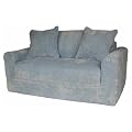 Kid's Sofa Sleeper with 2 Pillows - Blue Chenille
