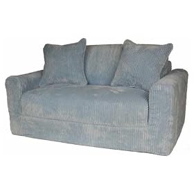 Kid's Sofa Sleeper with 2 Pillows- Blue Chenille by Fun Furnishings