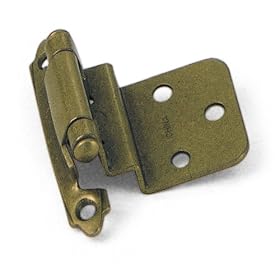 Laurey 28605 2/8-Inch Inset Face Mount Self-Closing Hinge, Antique Brass, 2-Pack