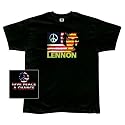 John Lennon 'US Flag / Give Peace A Chance' black 2-sided tee