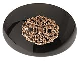 France Luxe Filigree Florentine Oval Volume Barrette - Black w/Antique Gold