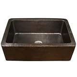 Houzer HW-COP11 Hammerworks 32-by-21-Inch Single Bowl Farmhouse Kitchen Sink, Antique Copper