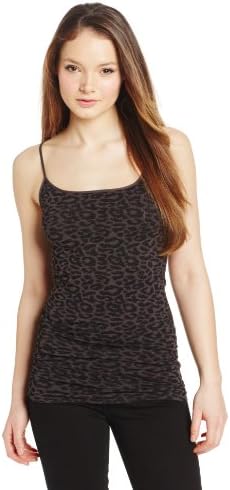 Skinny Tees Women's Animal Print Cami, Leopard/Charcoal, One Size