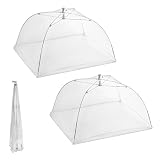 Set of 2 Large Pop-Up Mesh Screen Food Cover Tents - Keep Out Flies, Bugs, Mosquitos - Reusable - Colors May Vary (ASSORTED, 1)