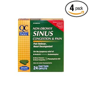 Quality Choice Non Aspirin Sinus Pe Congestion and Pain Relief Caplet, 24-Count Boxes... by Quality Choice