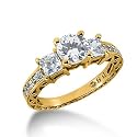 1.50 Ct Diamond Engagement Ring Princess Cut 3 Stone Antique Style SI3 H